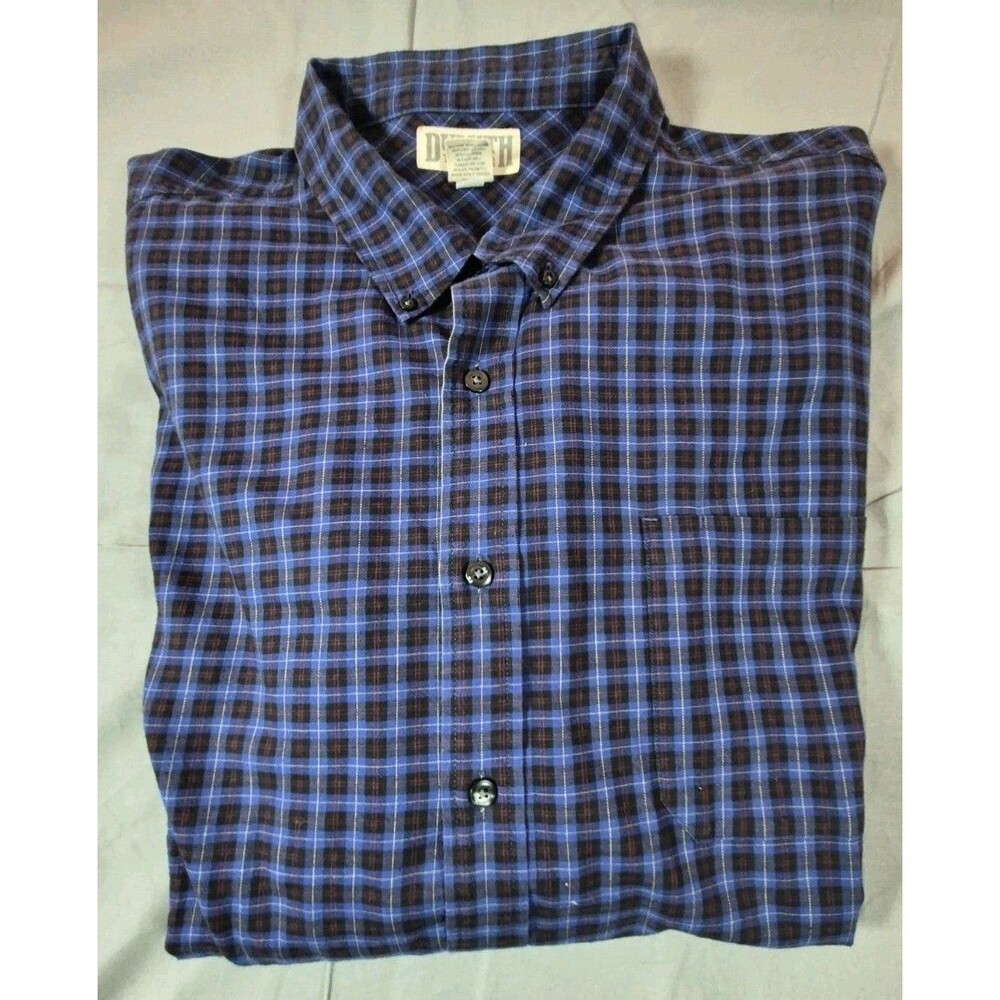 Duluth Trading Flannel Men's Size 3XL Tall Blue/Black Check Plaid Wool Blend